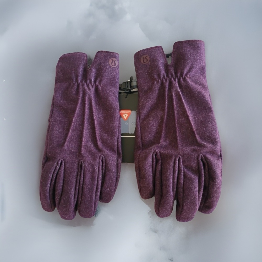 Lululemon City Keeper Gloves L/XL Purple Black (HTGT) *Fleece Lined Tech Fingers